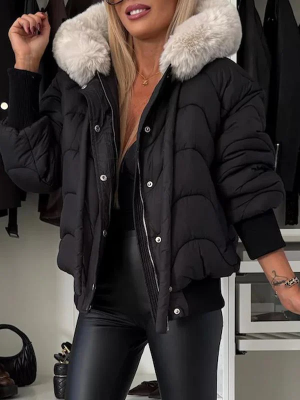 Women's Hooded Long Sleeve Fur Hat Casual Coat