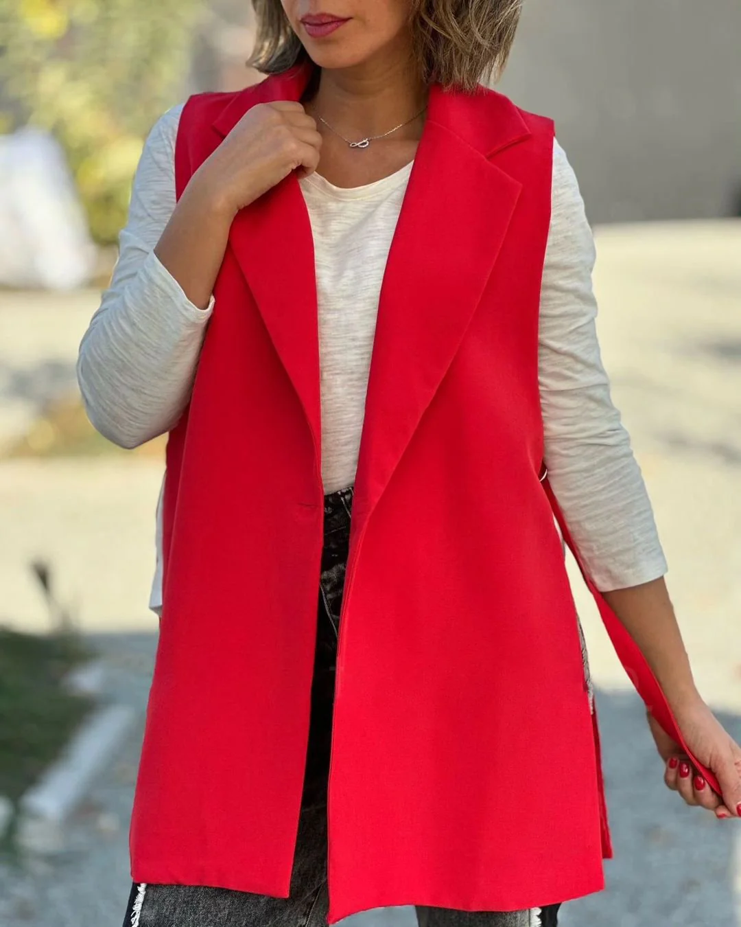 Women's Solid Color Casual Vest Jacket
